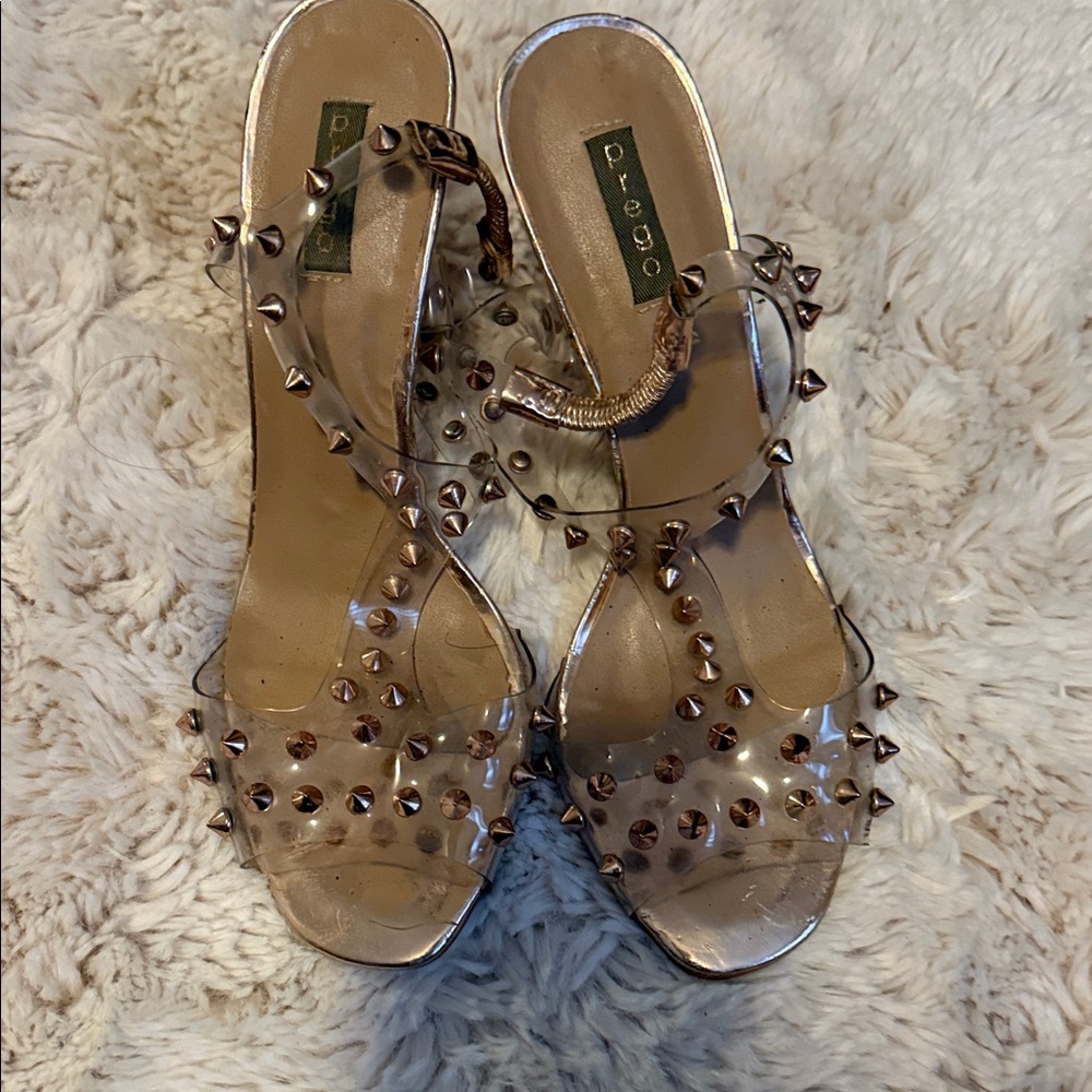 EGO Transparent Heels with Gold Studs